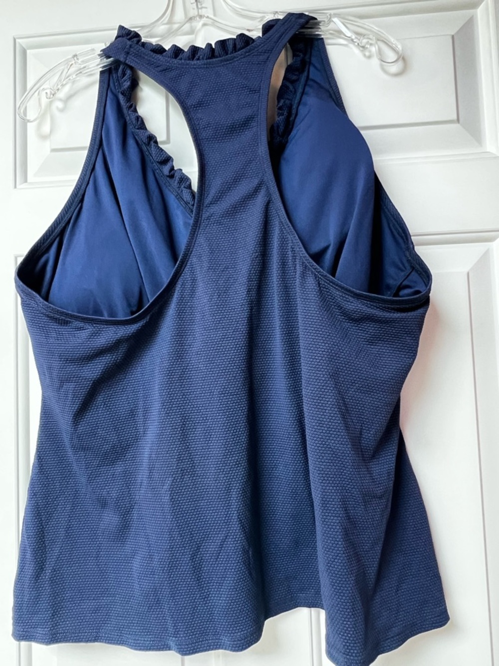 Beach House Navy Ruffle Racerback Tank - Picture 2 of 6
